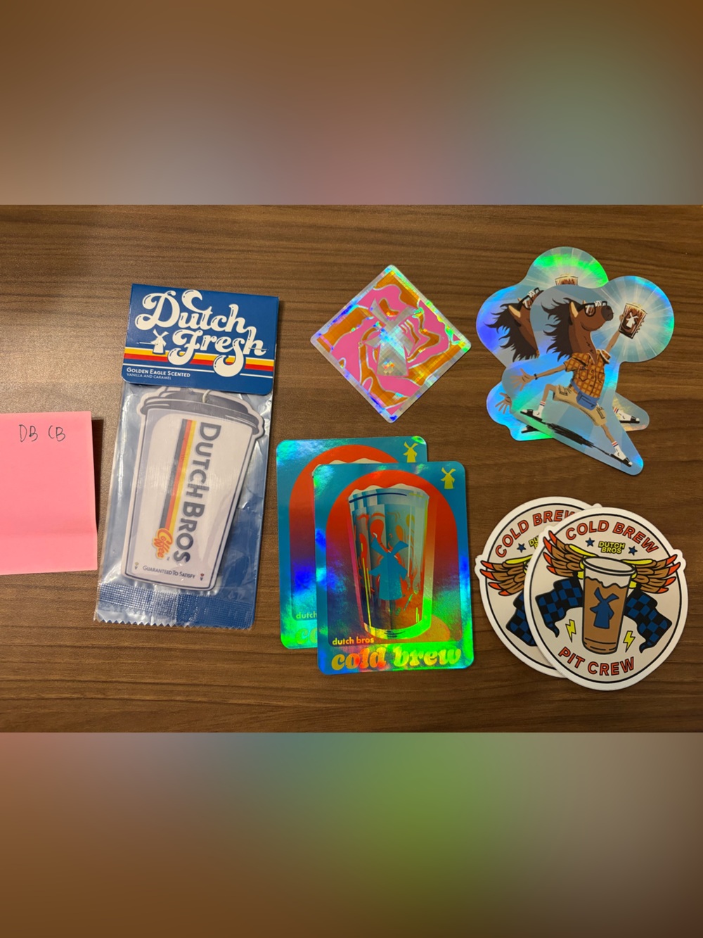 Dutch Bros Cold Brew Stickers and Air Freshner